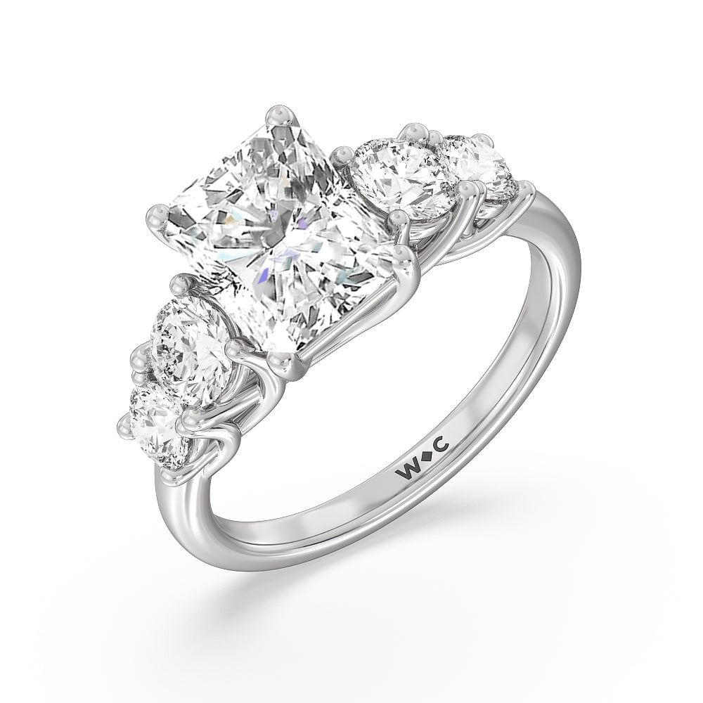Radiant Cut Trellis Basket Side Stone Engagement Ring with Lab Grown Diamond in 14KT Platinum view 6
