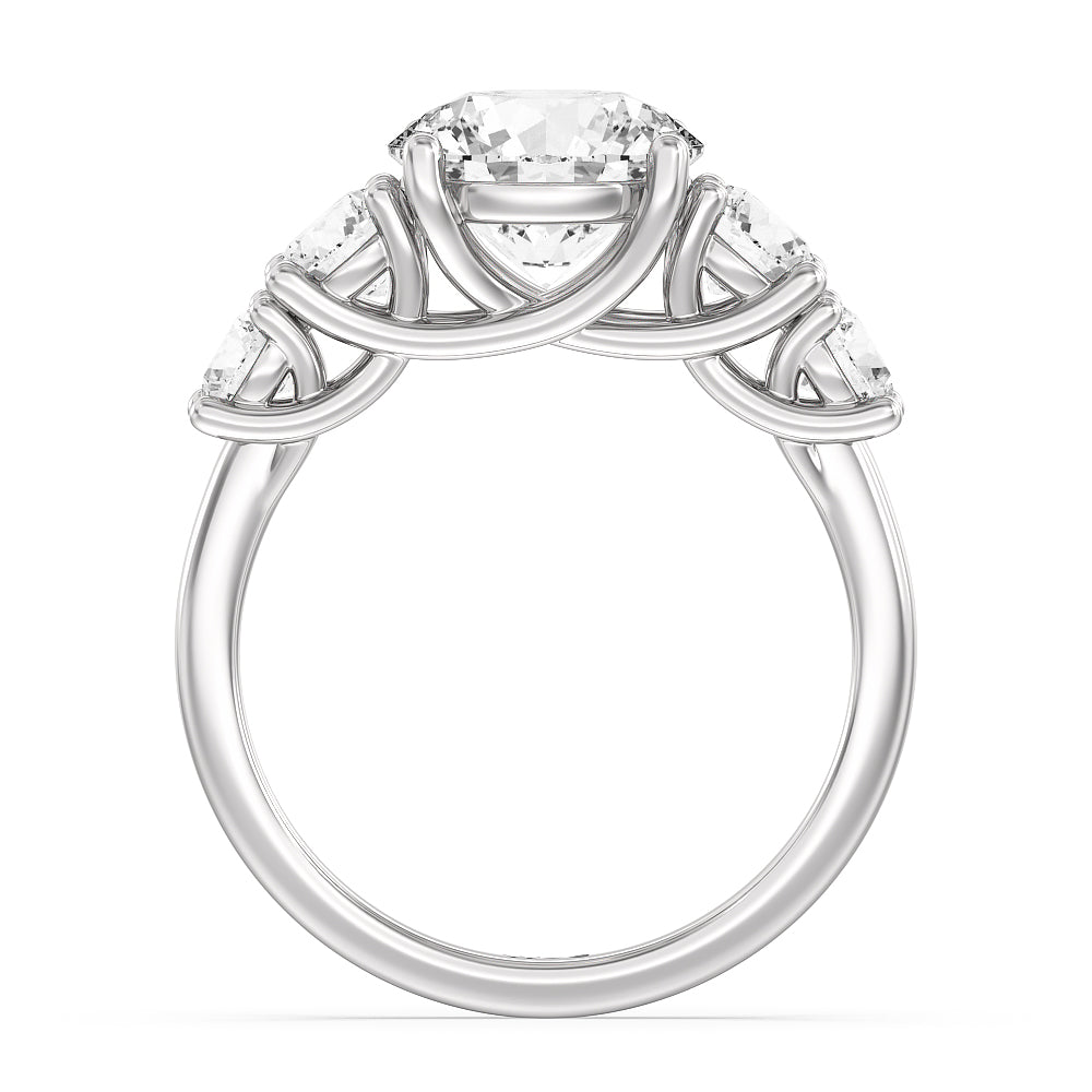 Round Cut Trellis Basket Side Stone Engagement Ring with Lab Grown Diamond in 14KT Platinum view 5
