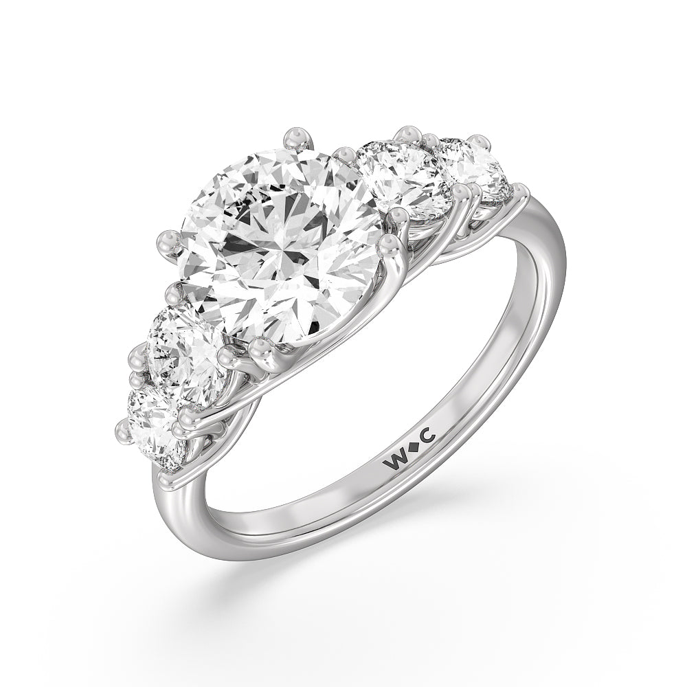 Round Cut Trellis Basket Side Stone Engagement Ring with Lab Grown Diamond in 14KT Platinum view 6
