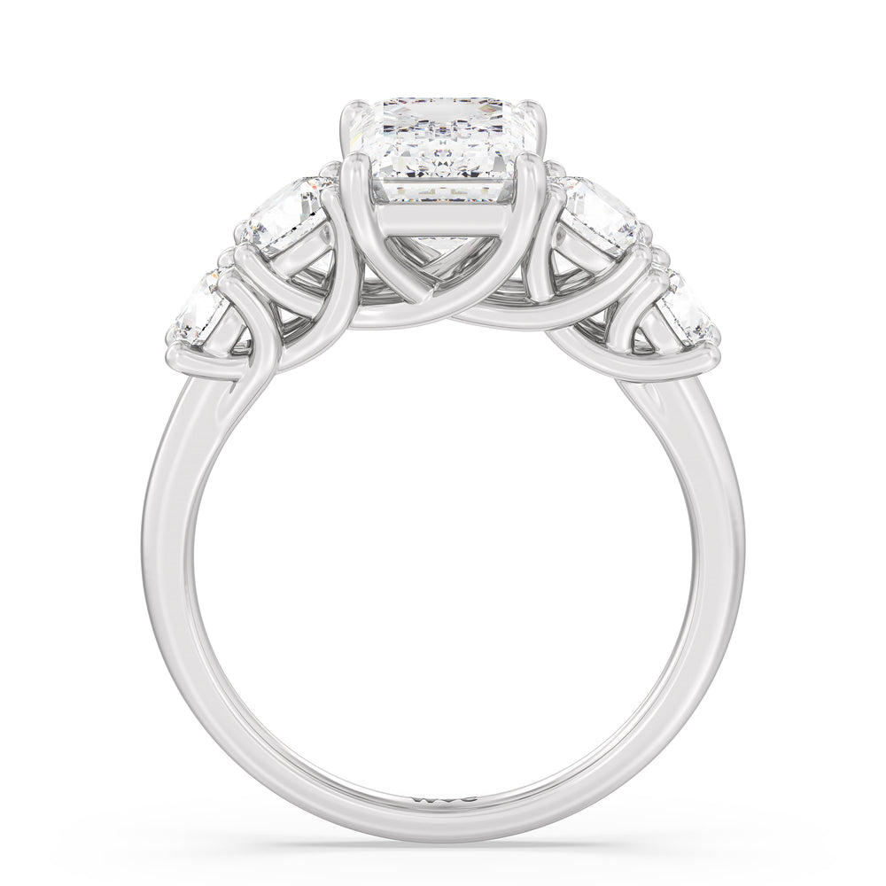 Emerald Cut Trellis Basket Side Stone Engagement Ring with Lab Grown Diamond in 14KT Platinum view 5

