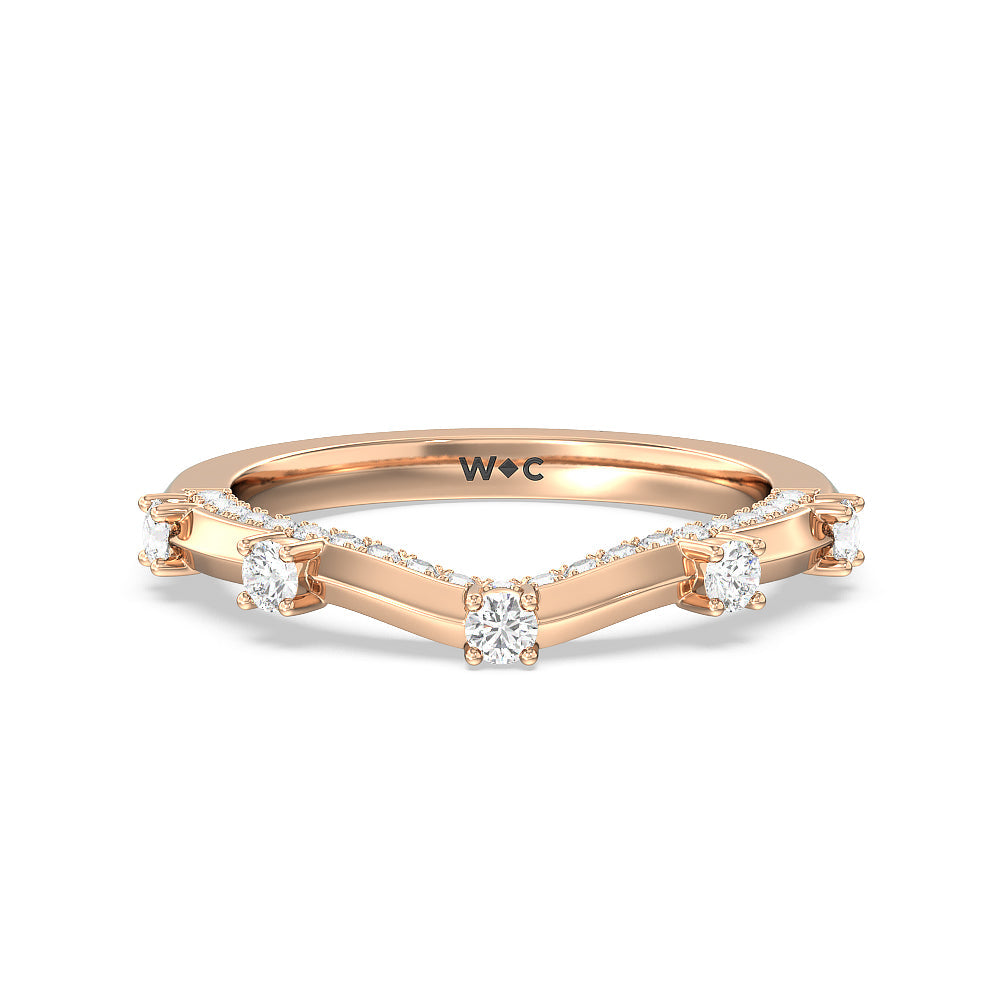 Celestia East-West Center Set Wedding Band with 18KT Rose Gold Cut Diamond in 14KT Rose Gold view 1
