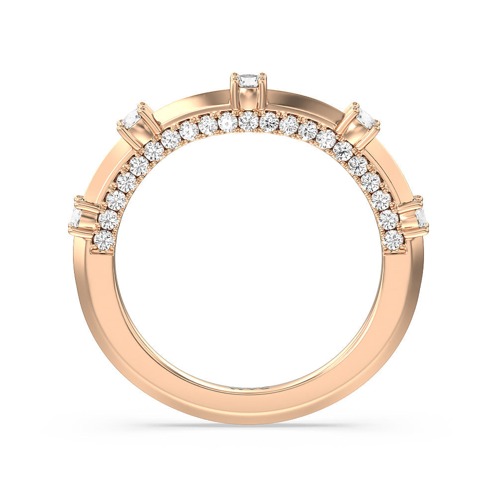 Celestia East-West Center Set Wedding Band with 18KT Rose Gold Cut Diamond in 14KT Rose Gold view 2
