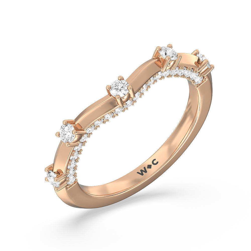 Celestia East-West Center Set Wedding Band with 18KT Rose Gold Cut Diamond in 14KT Rose Gold view 4
