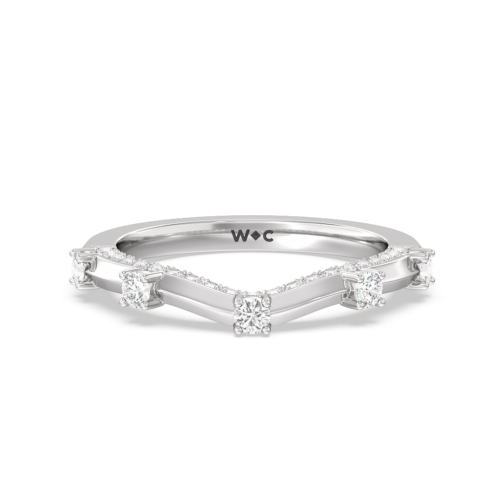 Celestia East-West Center Set Wedding Band with Platinum Cut Diamond in 14KT Platinum view 1
