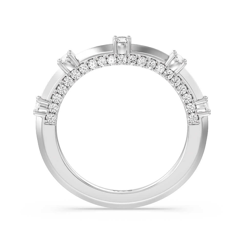 Celestia East-West Center Set Wedding Band with Platinum Cut Diamond in 14KT Platinum view 2
