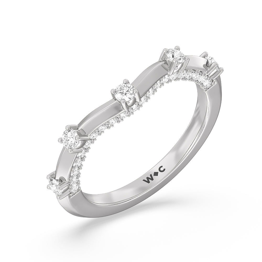 Celestia East-West Center Set Wedding Band with Platinum Cut Diamond in 14KT Platinum view 4
