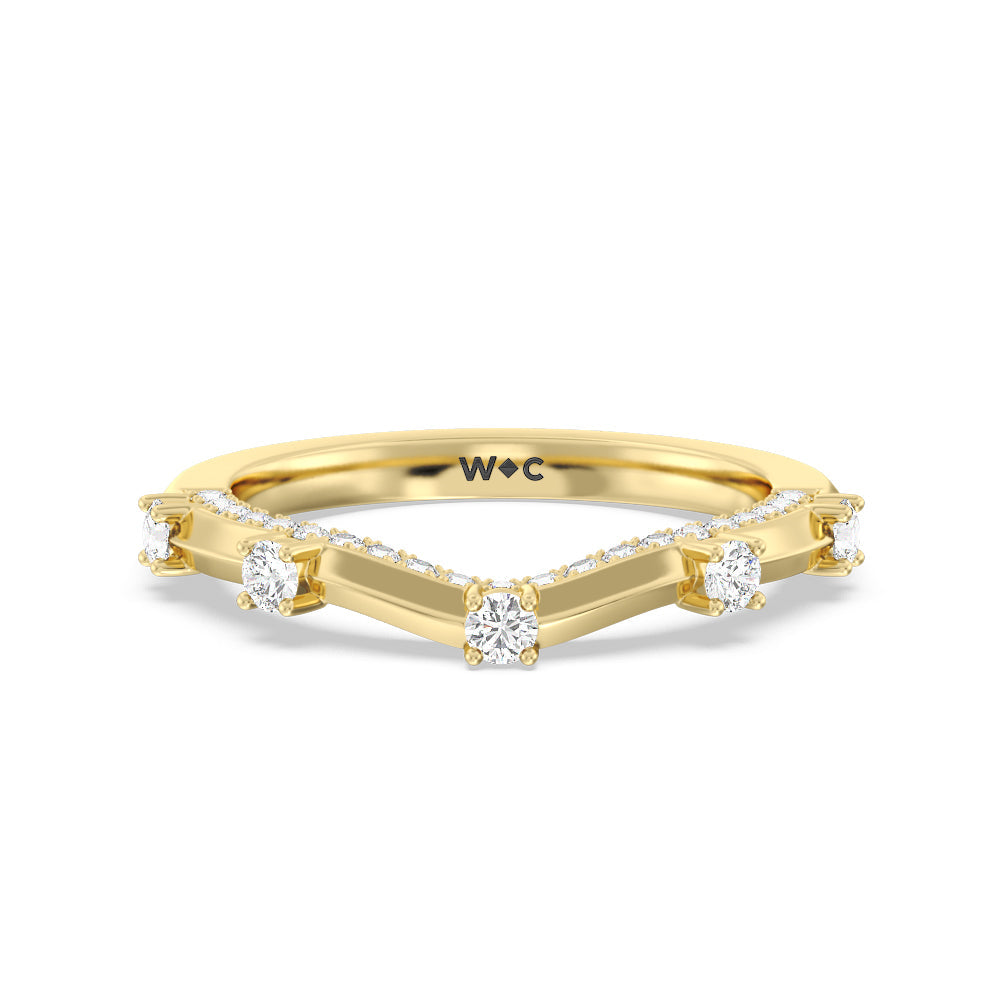 Celestia East-West Center Set Wedding Band with 18KT Yellow Gold Cut Diamond in 14KT Yellow Gold view 1
