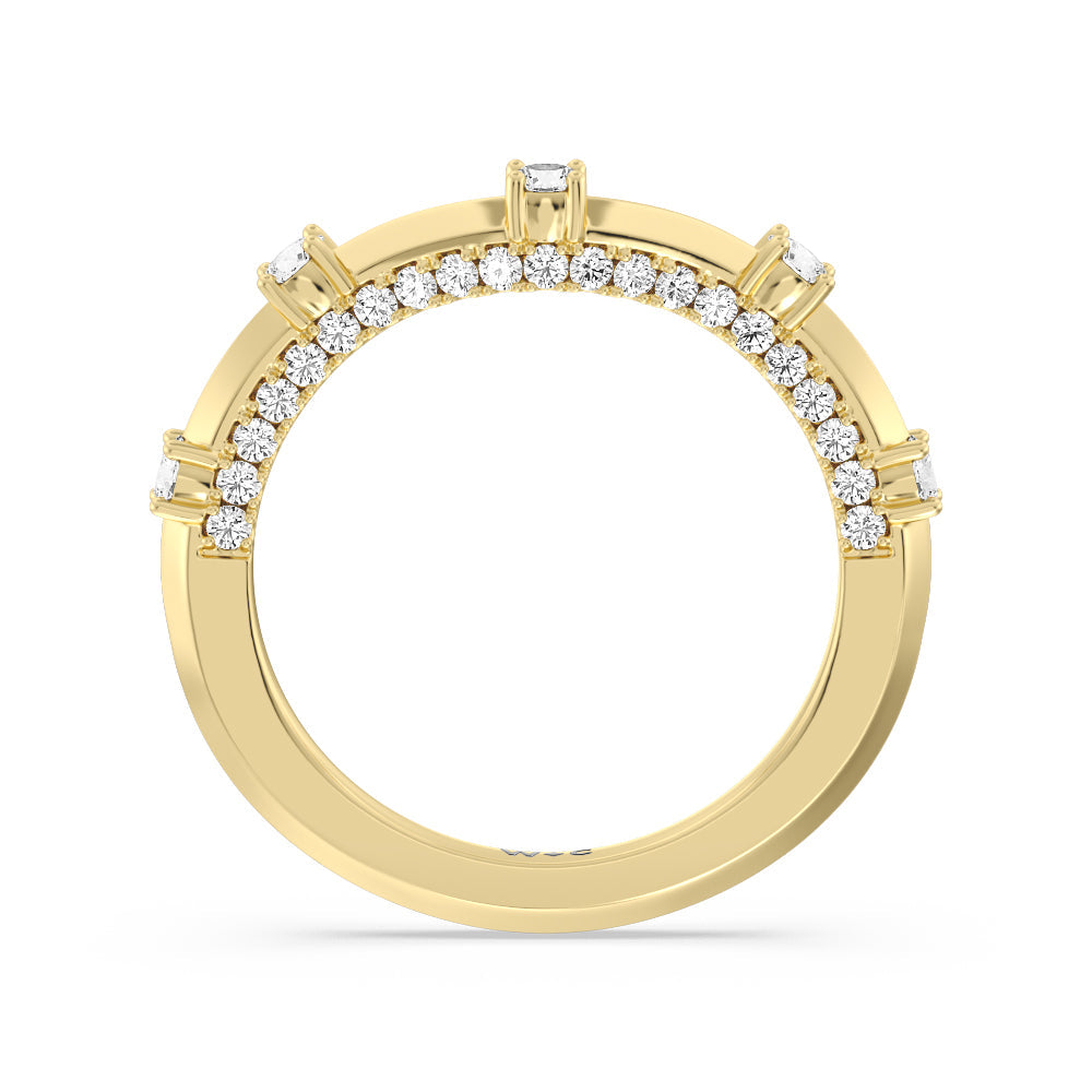 Celestia East-West Center Set Wedding Band with 18KT Yellow Gold Cut Diamond in 14KT Yellow Gold view 2
