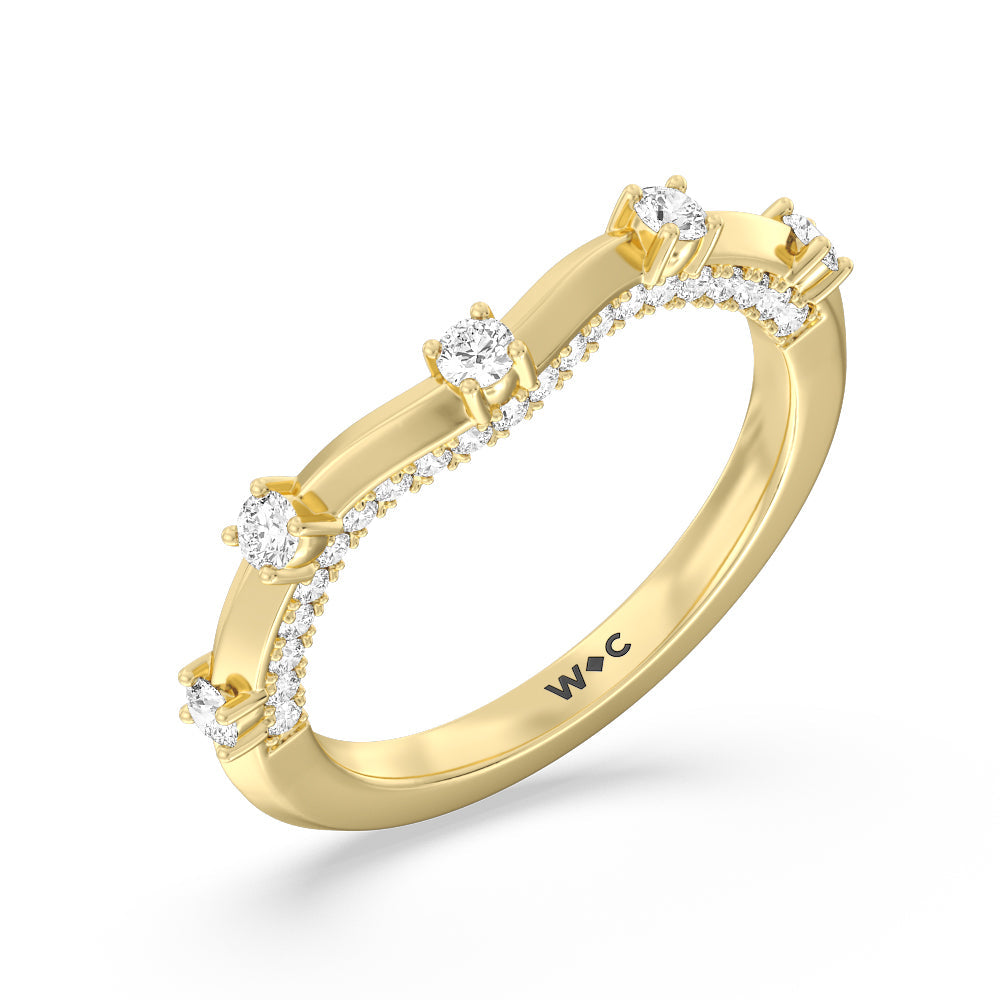 Celestia East-West Center Set Wedding Band with 18KT Yellow Gold Cut Diamond in 14KT Yellow Gold view 4
