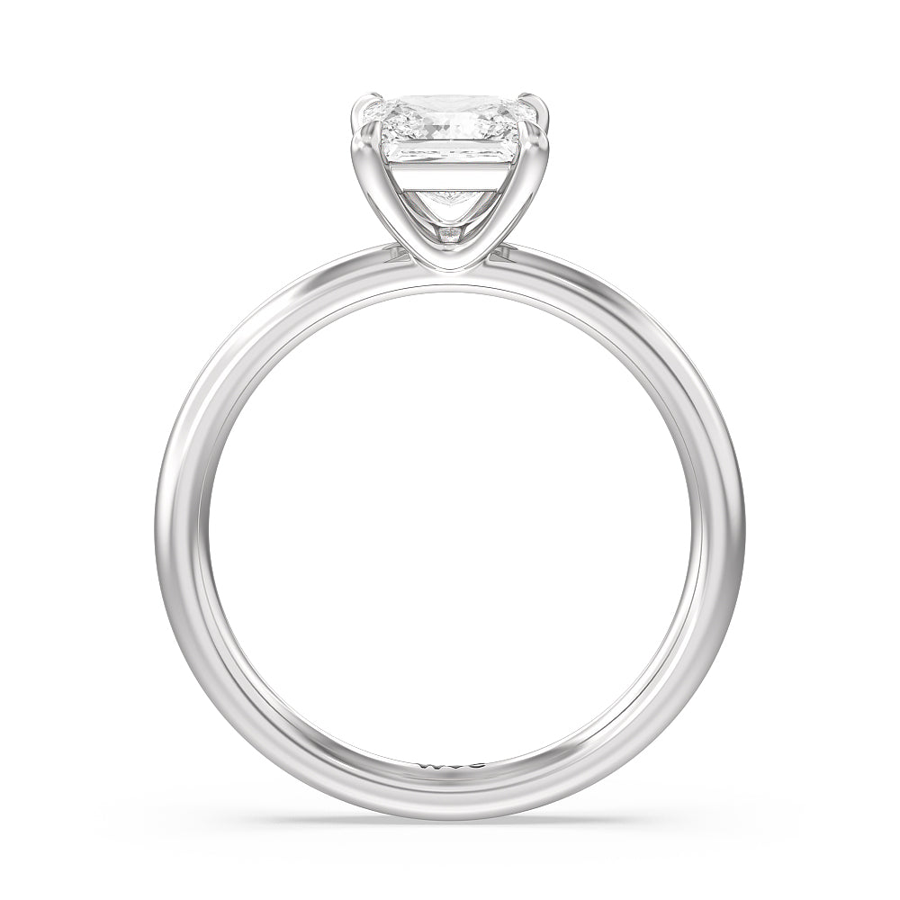 Classic Four Prong Petite Comfort Fit Solitaire Engagement Ring with Princess Cut Diamond in 14KT Platinum view 2
