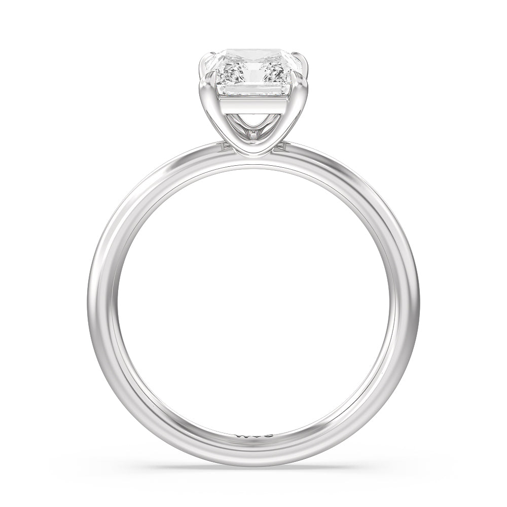 Classic Four Prong Petite Comfort Fit Solitaire Engagement Ring with Princess Cut Diamond in 14KT Rose Gold view 4
