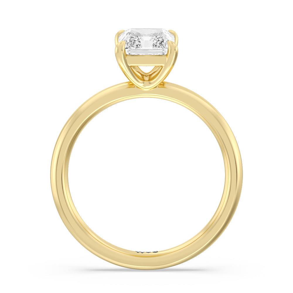 Classic Four Prong Petite Comfort Fit Solitaire Engagement Ring with Radiant Cut Diamond in 14KT Platinum view 3
