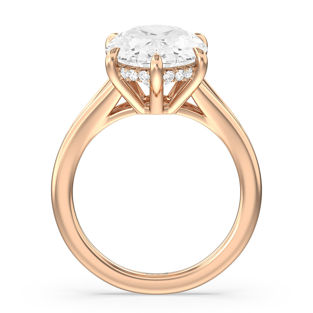 Oval Cut Elegance Split Shank Engagement Ring with Lab Grown Diamond in 14KT Rose Gold view 3
