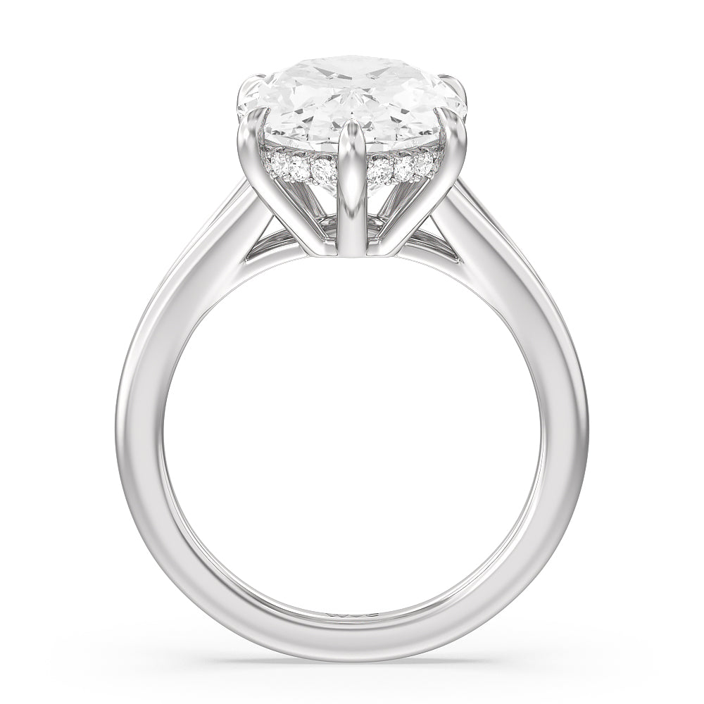 Oval Cut Elegance Split Shank Engagement Ring with Lab Grown Diamond in 14KT Platinum view 3
