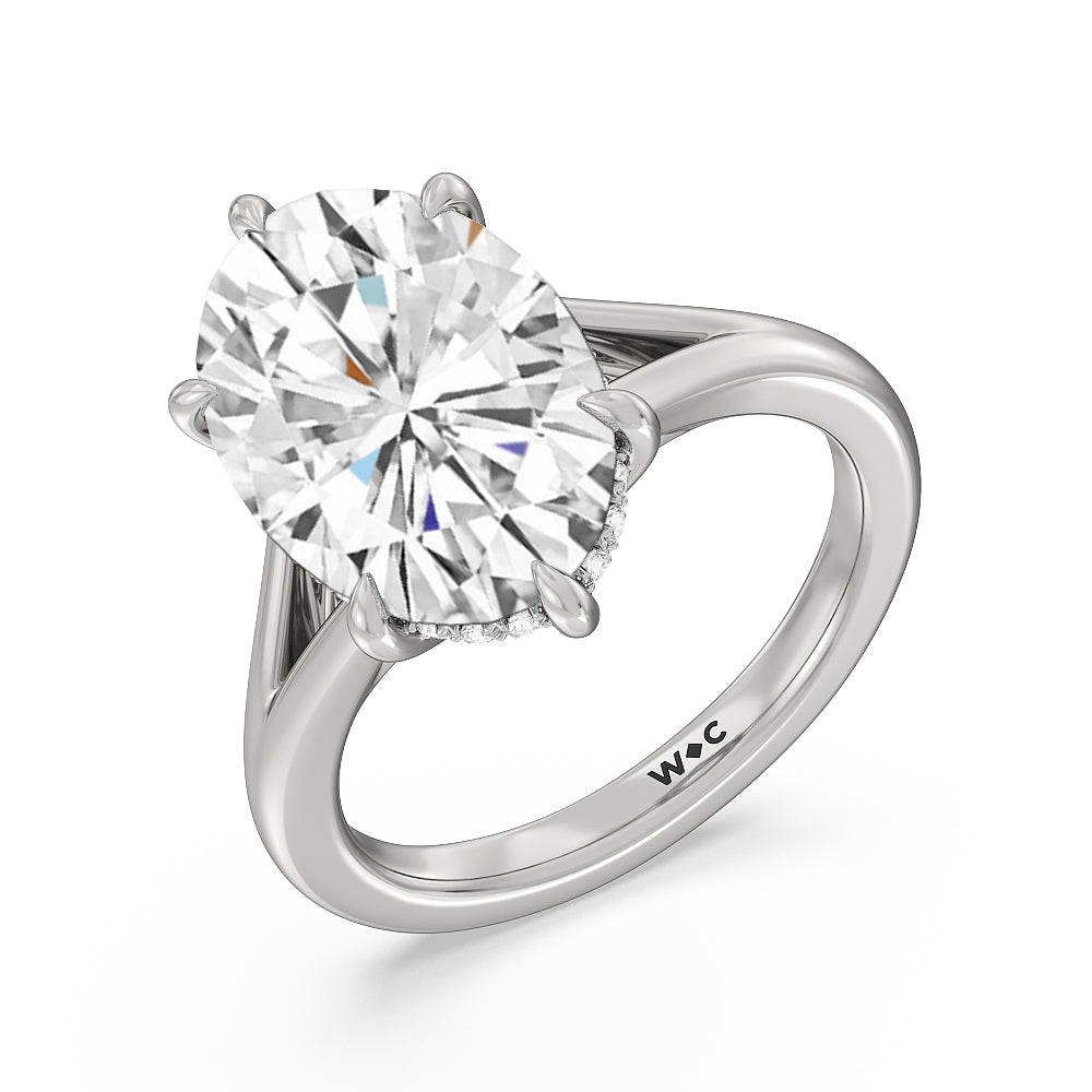 Oval Cut Elegance Split Shank Engagement Ring with Lab Grown Diamond in 14KT Platinum view 4
