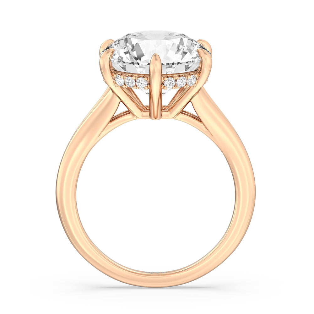 Round Cut Elegance Split Shank Engagement Ring with Lab Grown Diamond in 14KT Rose Gold view 3
