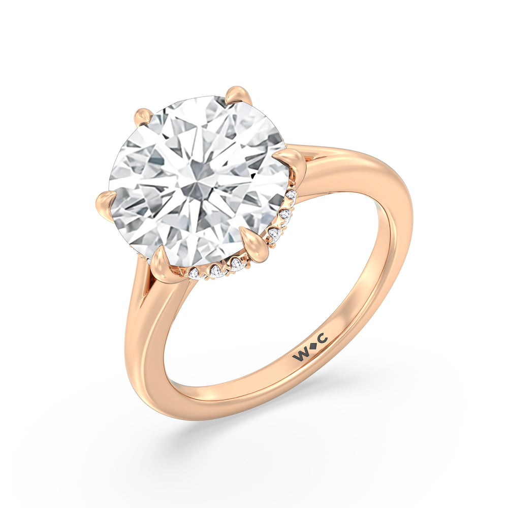 Round Cut Elegance Split Shank Engagement Ring with Lab Grown Diamond in 14KT Rose Gold view 4
