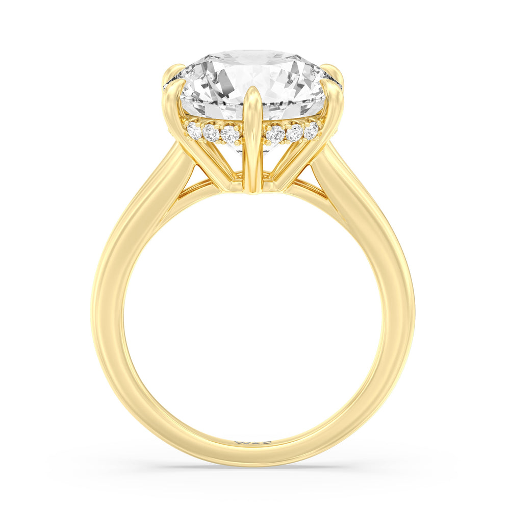 Round Cut Elegance Split Shank Engagement Ring with Lab Grown Diamond in 14KT Yellow Gold view 3
