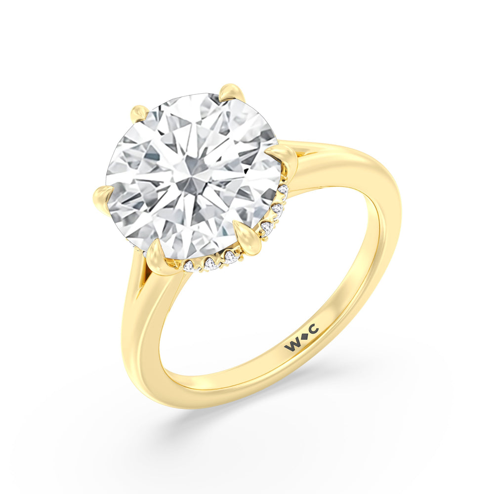 Round Cut Elegance Split Shank Engagement Ring with Lab Grown Diamond in 14KT Yellow Gold view 4
