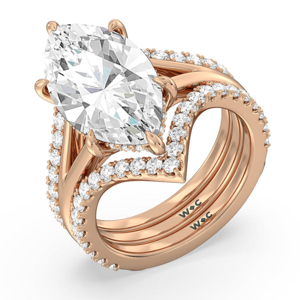 Round Cut Elegance Split Shank Engagement Ring with Lab Grown Diamond in 14KT Rose Gold view 7
