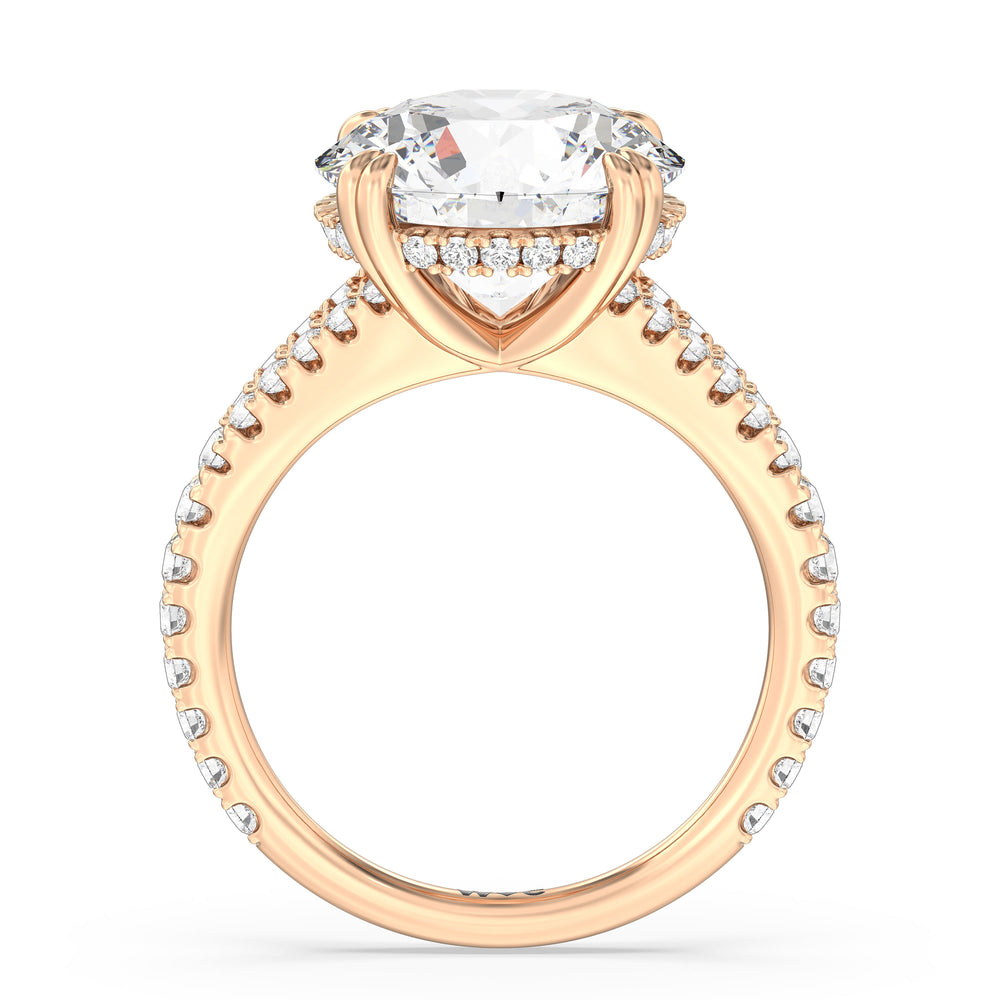 Round Cut Elegance Pave Split Shank Engagement Ring with Lab Grown Diamond in 14KT Rose Gold view 3
