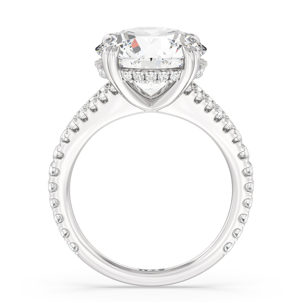 Round Cut Elegance Pave Split Shank Engagement Ring with Lab Grown Diamond in 14KT Platinum view 3
