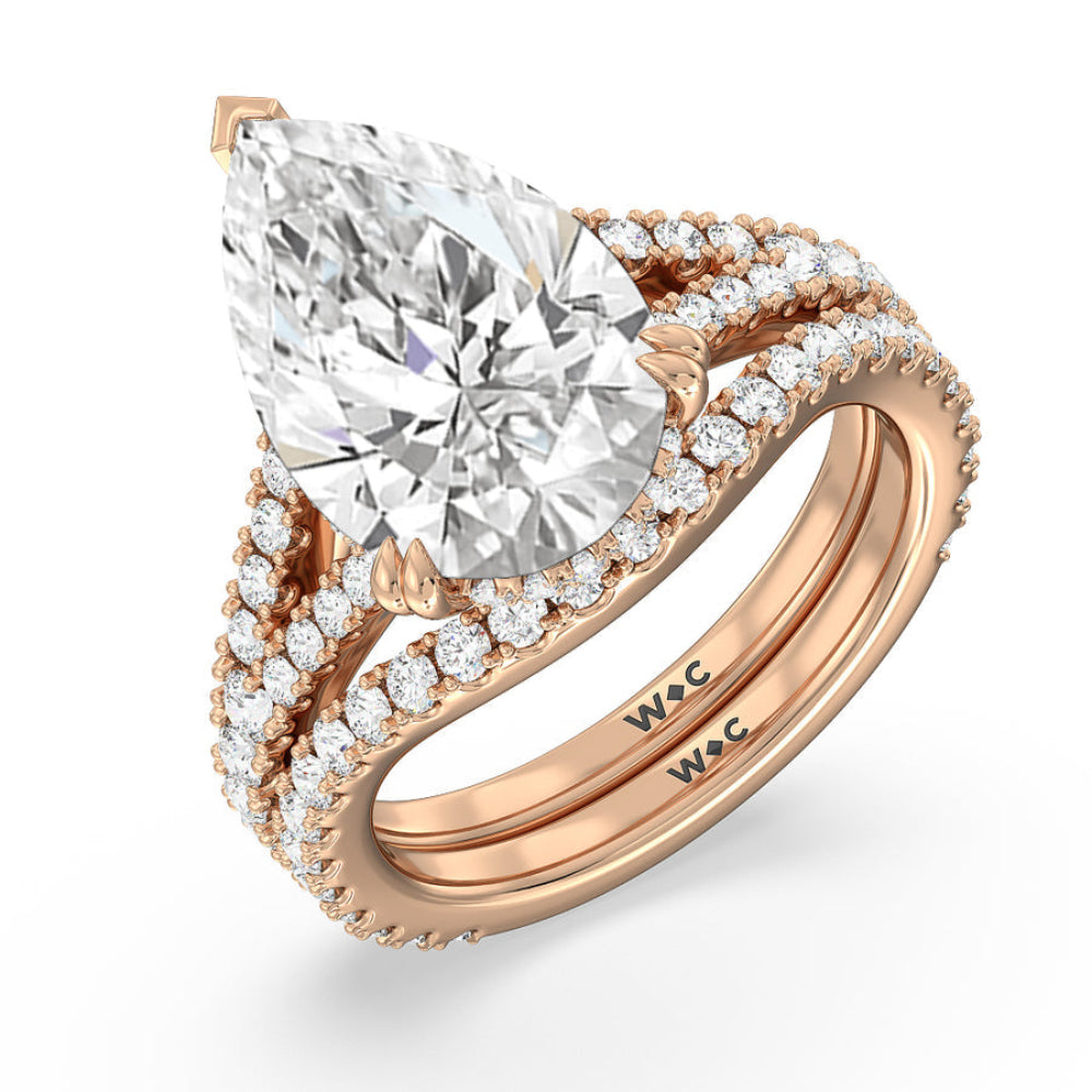 Oval Cut Elegance Pave Split Shank Engagement Ring with Lab Grown Diamond in 14KT Rose Gold view 7
