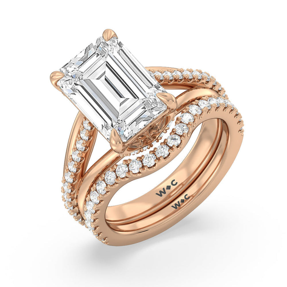 Elegance Split Shank Center Pave Engagement Ring with Oval Cut Diamond in 14KT Rose Gold view 6
