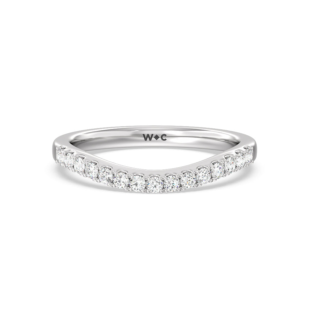 Elegance Split Shank Halo Diamond Wedding Band with Platinum Cut Diamond in 14KT Platinum view 1
