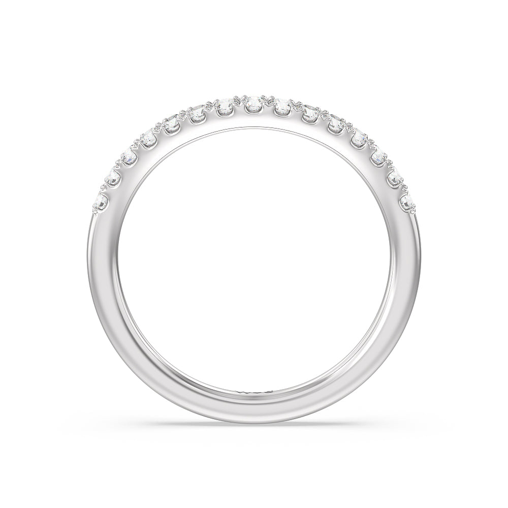 Elegance Split Shank Halo Diamond Wedding Band with Platinum Cut Diamond in 14KT Platinum view 2
