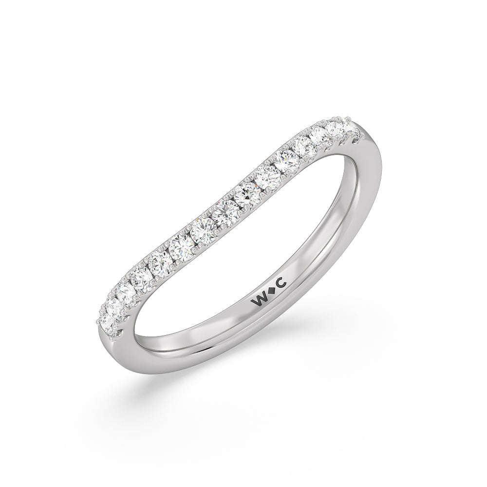 Elegance Split Shank Halo Diamond Wedding Band with Platinum Cut Diamond in 14KT Platinum view 4

