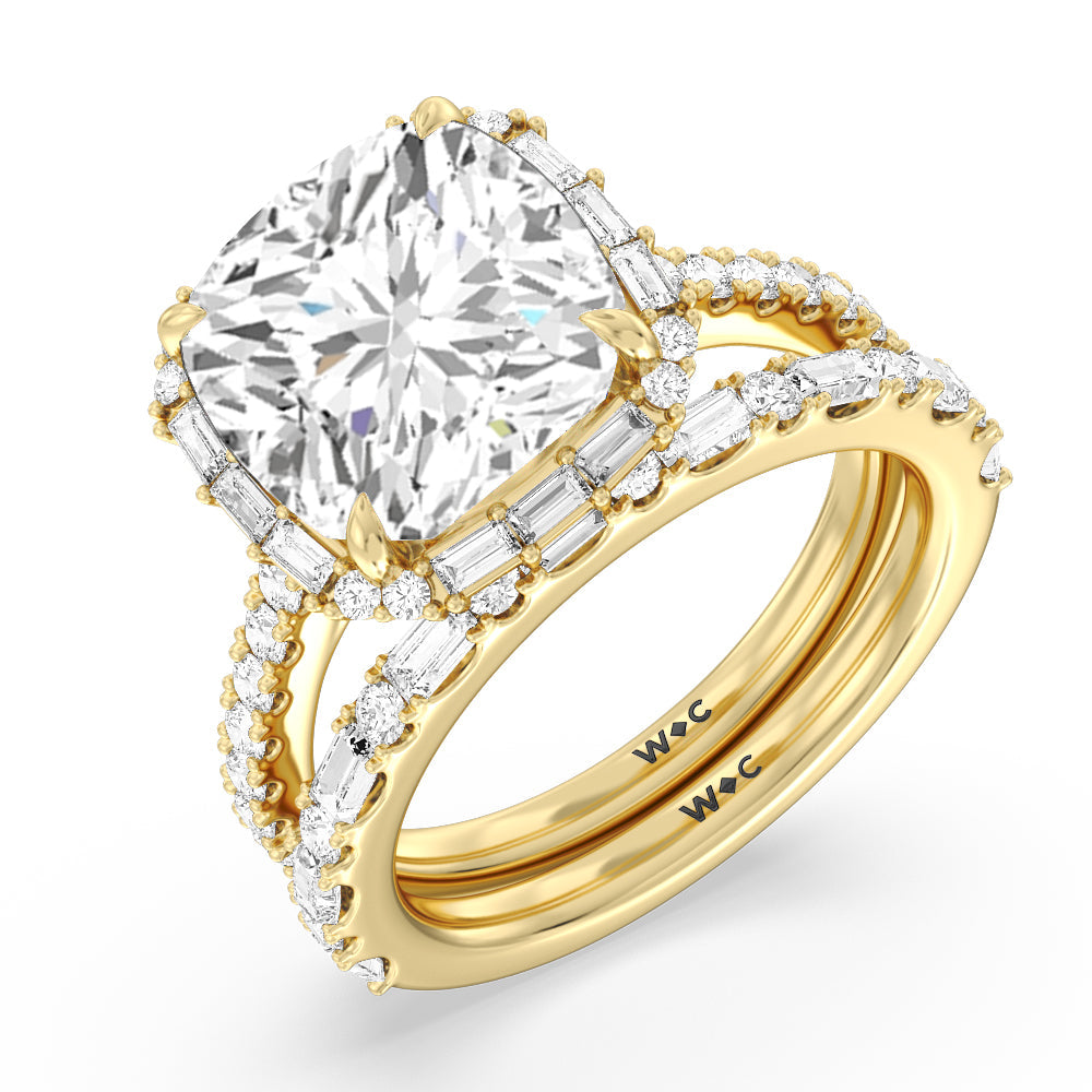 Oval Cut Elegance Baguette Halo Pave Engagement Ring with Lab Grown Diamond in 14KT Rose Gold view 5
