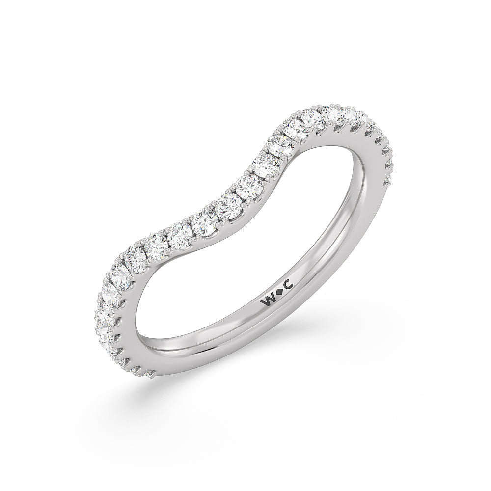 Elegance Hidden Halo and Pave Diamond Wedding Band with Platinum Cut Diamond in 14KT Platinum view 4
