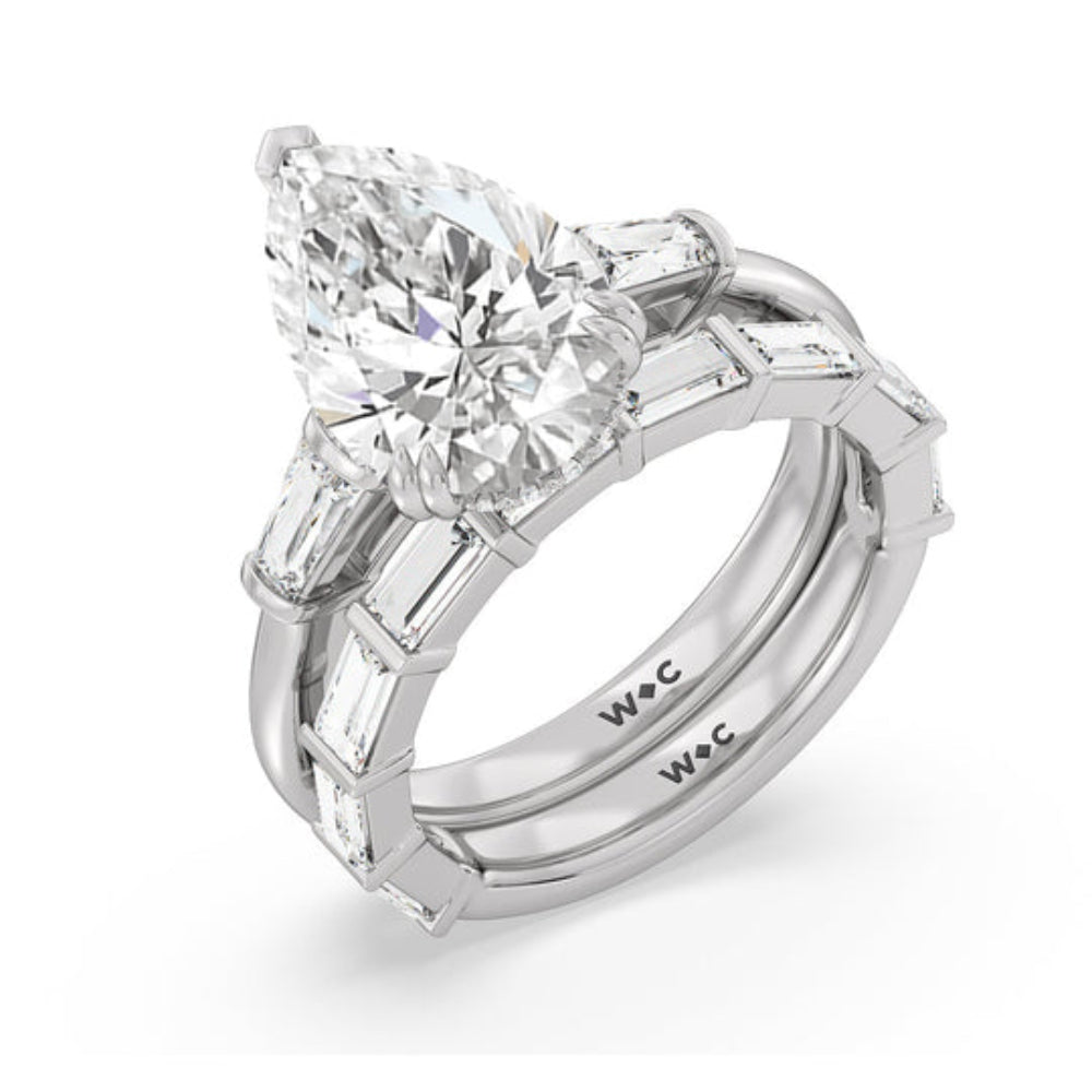 Oval Cut Elegance Baguette Side Stone Engagement Ring with Lab Grown Diamond in 14KT Rose Gold view 5
