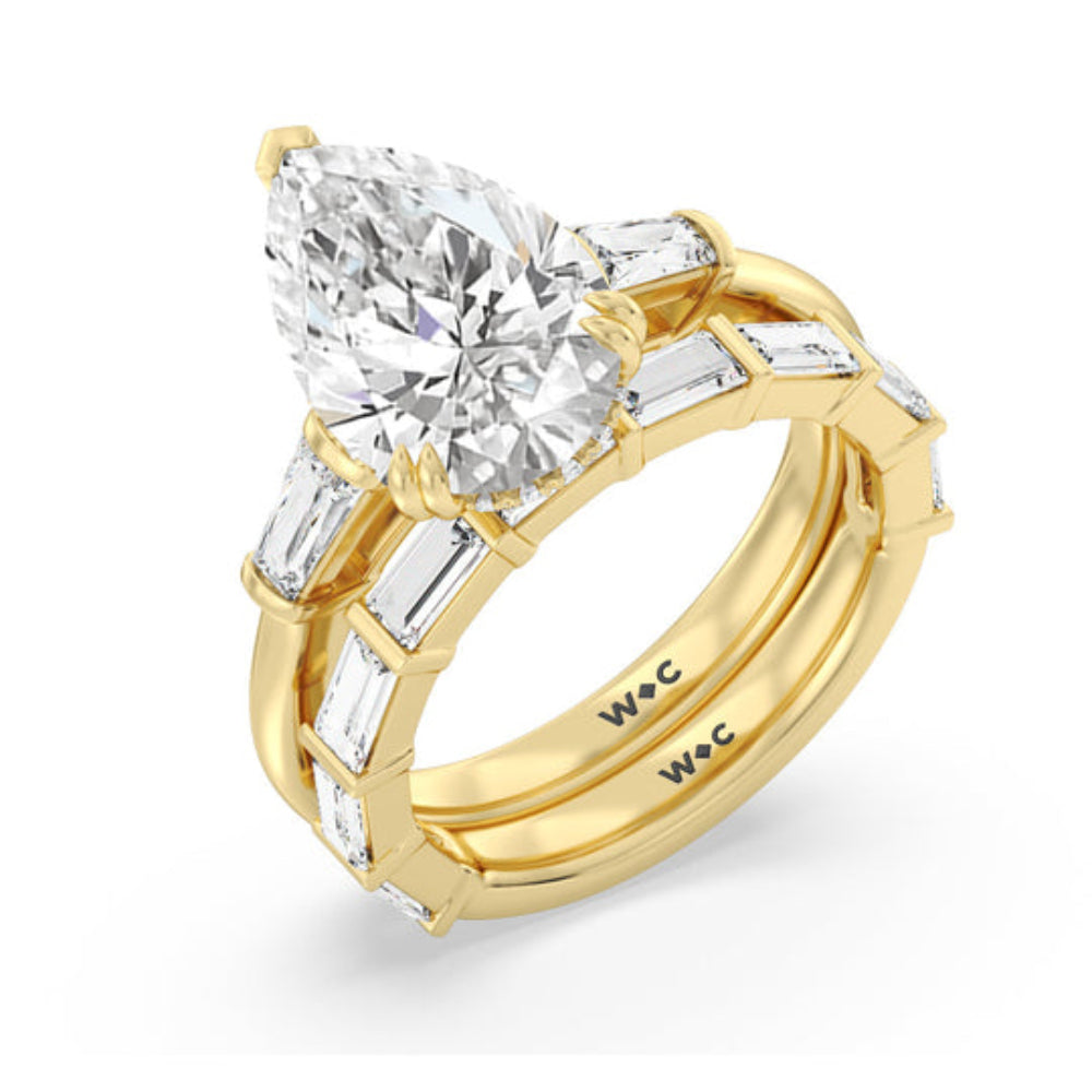 Oval Cut Elegance Baguette Side Stone Engagement Ring with Lab Grown Diamond in 14KT Rose Gold view 6

