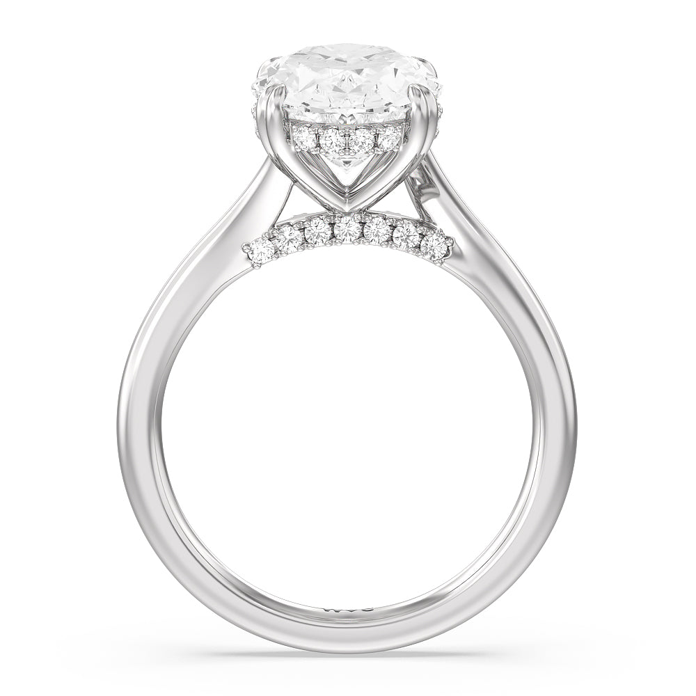 Elegance Bypass Hidden Halo Engagement Ring with Oval Cut Diamond in 14KT Platinum view 2
