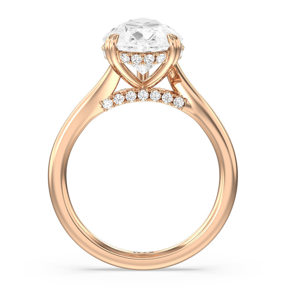 Elegance Bypass Hidden Halo Engagement Ring with Pear Cut Diamond in 14KT Rose Gold view 2
