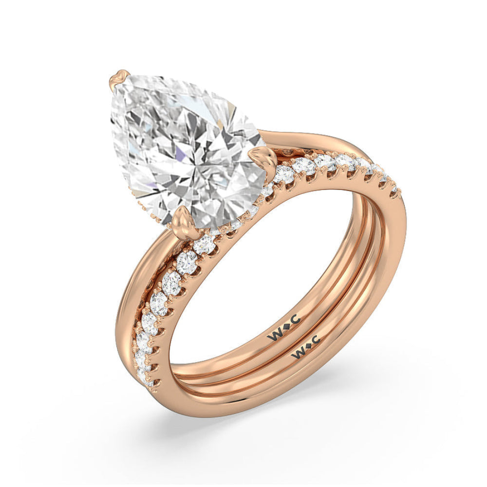 Elegance Bypass Hidden Halo Engagement Ring with Oval Cut Diamond in 14KT Rose Gold view 6
