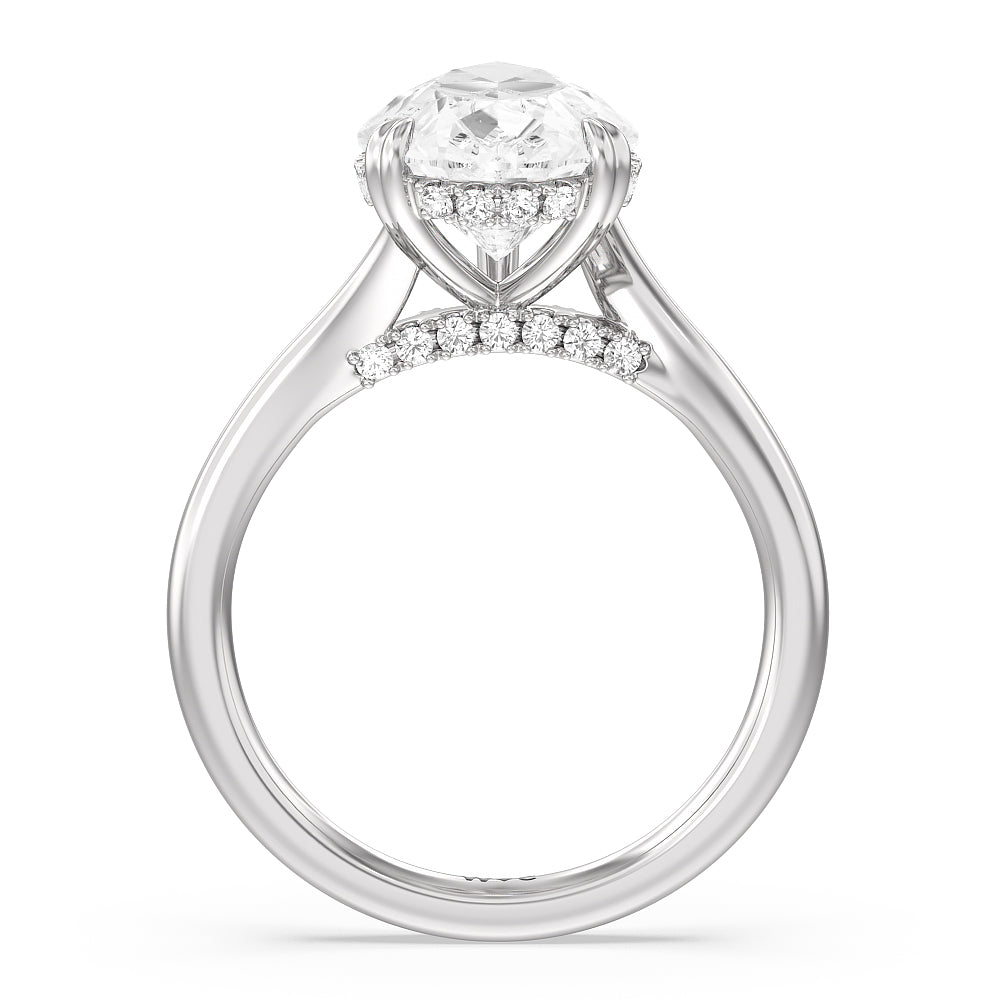 Elegance Bypass Hidden Halo Engagement Ring with Pear Cut Diamond in 14KT Platinum view 2
