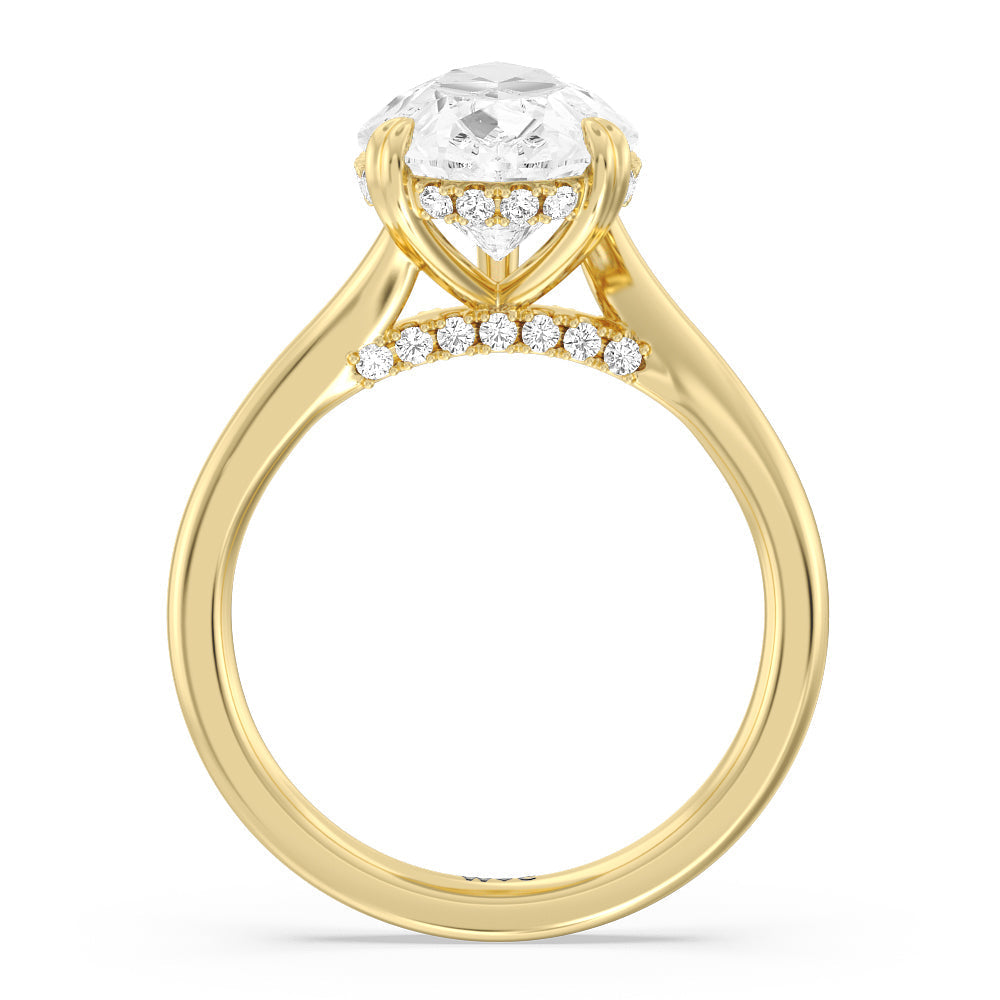 Elegance Bypass Hidden Halo Engagement Ring with Pear Cut Diamond in 14KT Yellow Gold view 2
