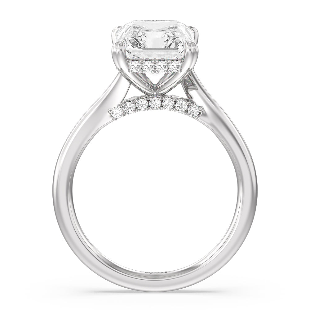 Elegance Bypass Hidden Halo Engagement Ring with Radiant Cut Diamond in 14KT Platinum view 2

