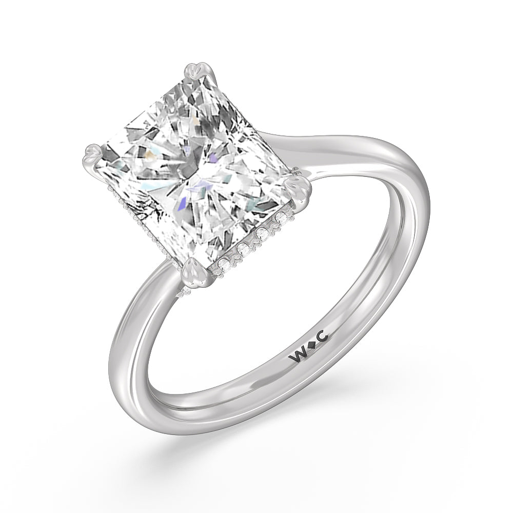 Elegance Bypass Hidden Halo Engagement Ring with Radiant Cut Diamond in 14KT Platinum view 3
