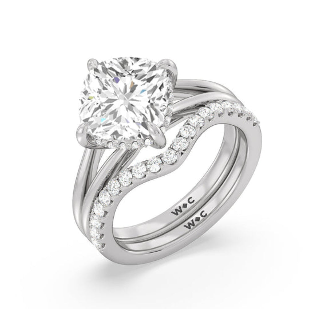 Emerald Cut Elegance Hidden Halo Engagement Ring with Lab Grown Diamond in 14KT Rose Gold view 4
