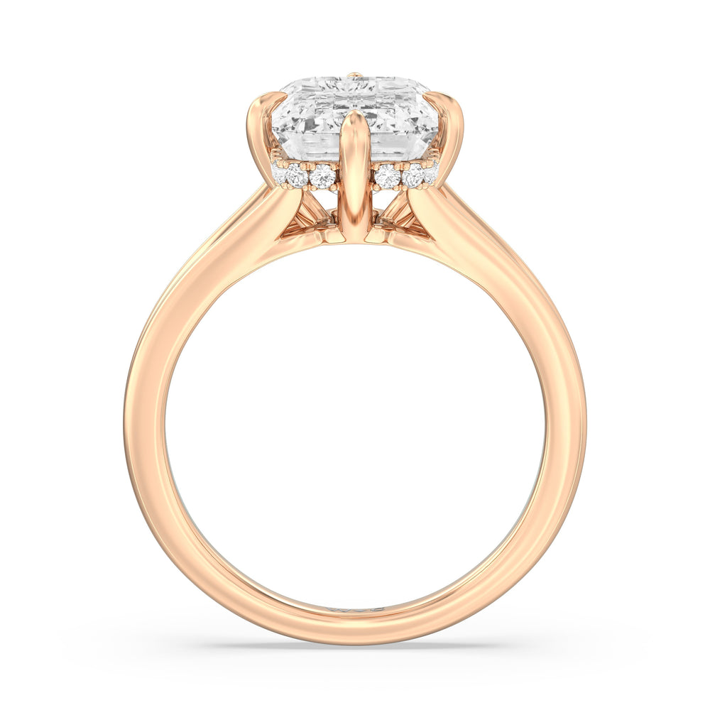 Emerald Cut Elegance Hidden Halo Engagement Ring with Lab Grown Diamond in 14KT Rose Gold view 2
