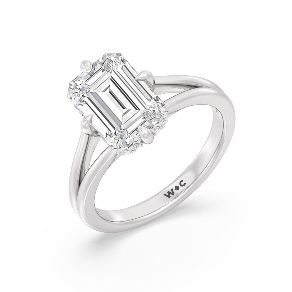 Emerald Cut Elegance Hidden Halo Engagement Ring with Lab Grown Diamond in 14KT Platinum view 3
