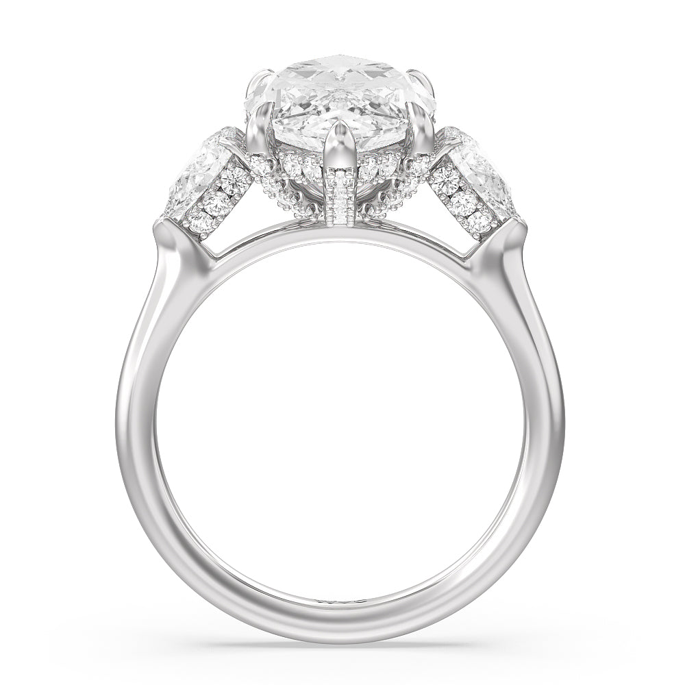 Marquise Cut Elegance Pear Side Stone Engagement Ring with Lab Grown Diamond in 14KT Platinum view 4
