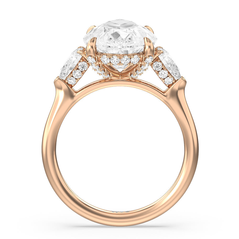Pear Cut Elegance Pear Side Stone Engagement Ring with Lab Grown Diamond in 14KT Rose Gold view 4

