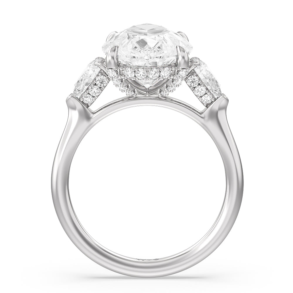 Pear Cut Elegance Pear Side Stone Engagement Ring with Lab Grown Diamond in 14KT Platinum view 4
