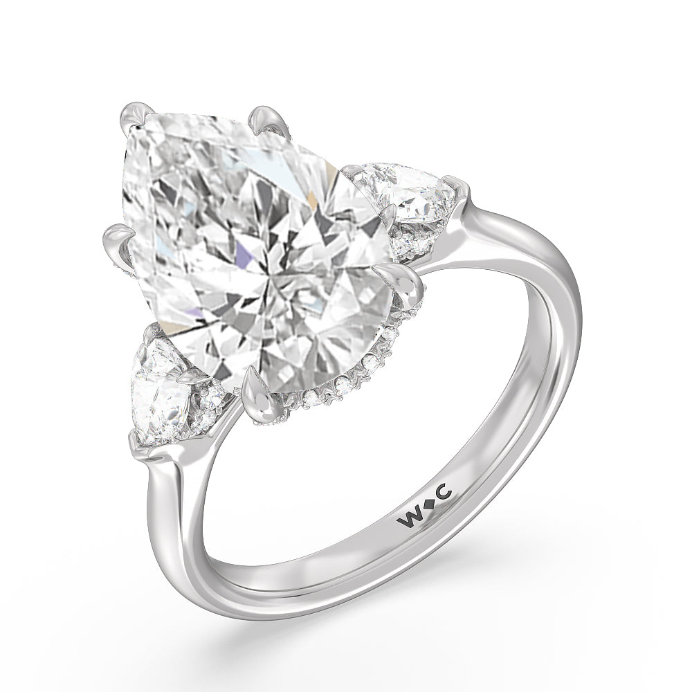 Pear Cut Elegance Pear Side Stone Engagement Ring with Lab Grown Diamond in 14KT Platinum view 5
