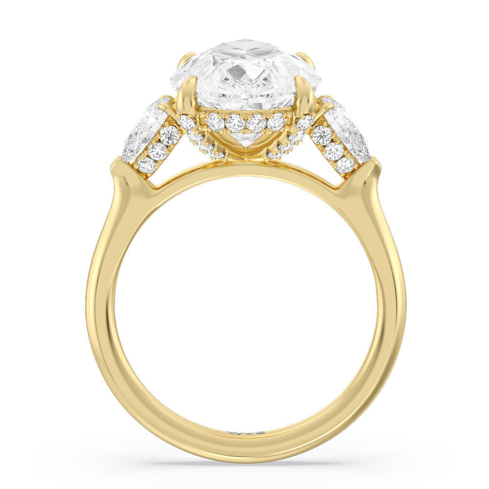 Elegance Pear Side Stone Engagement Ring with Pear Cut Diamond in 14KT Yellow Gold view 2

